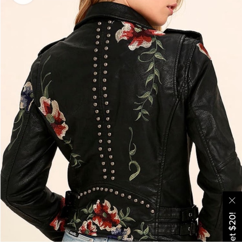 Blank NYC Black Floral Embroidered Jacket
